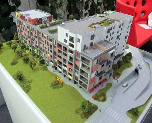 Farebný prezentačný model bytového objektu