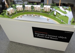 Farebný prezentačný model apartmánových domov PGA s nasvietením