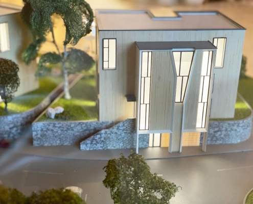 Farebný prezentačný model apartmánových domov PGA s nasvietením