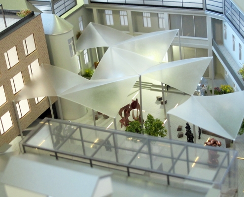 Farebný detailný model administratívneho, historických a bytových objektov s nasvietením