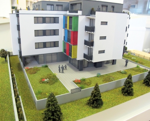 Farebný prezentačný model bytového domu