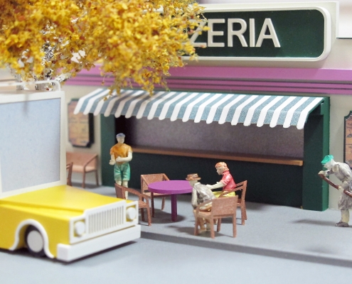 Mini model situácie na terase Pizzerie pod brezou