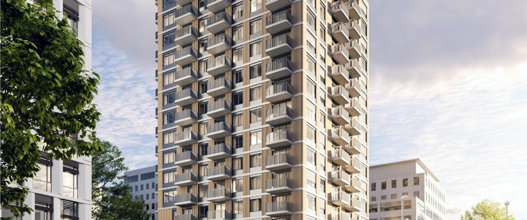 Detailný plnofarebný model bytového vežiaka s pocitovým nasvietením interiérov